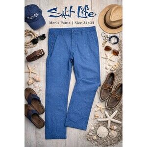 Salt Life Men’s Blue SLX Performance Expedition Fish/Utility Pants Sz 34x34 Hike